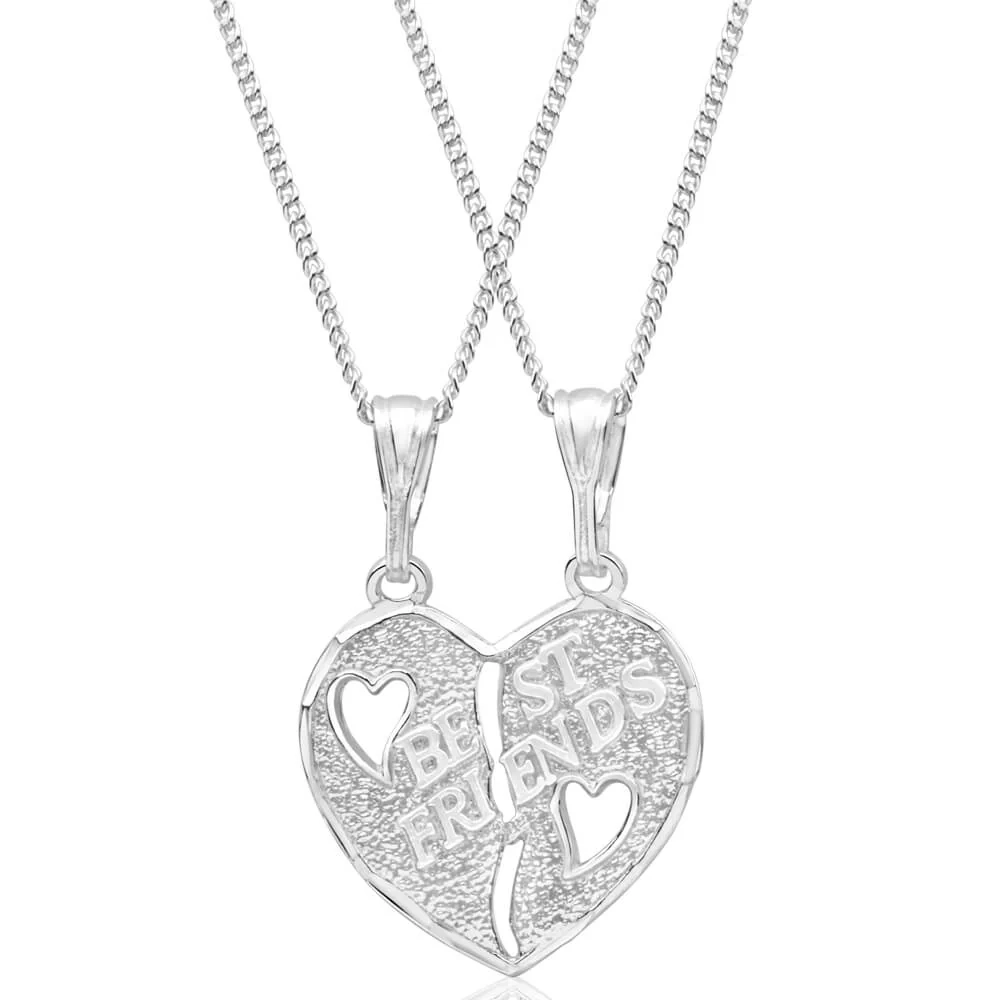 Sterling Silver Best Friend Heart Break Pendant With 45cm Chain – Shiels Jewellers