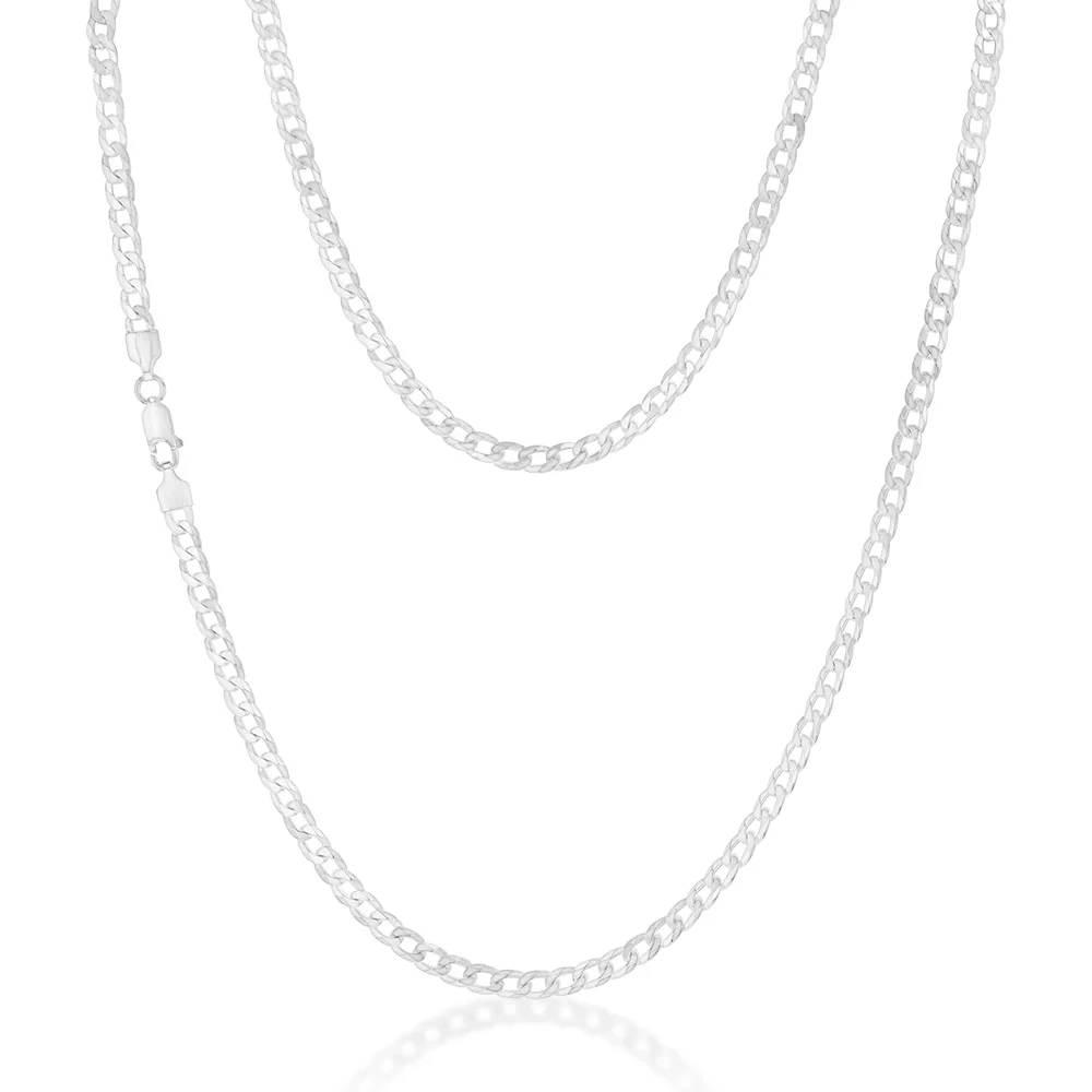 Sterling Silver Bevelled Curb 120 Gauge 60cm Chain – Shiels Jewellers