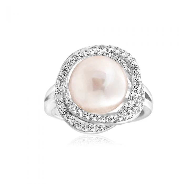 Sterling Silver Cubic Zirconia Freshwater Pearl Ring – Shiels Jewellers