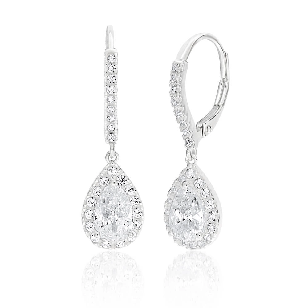 Sterling Silver Cubic Zirconia Pear Shaped Drop Earrings – Shiels Jewellers