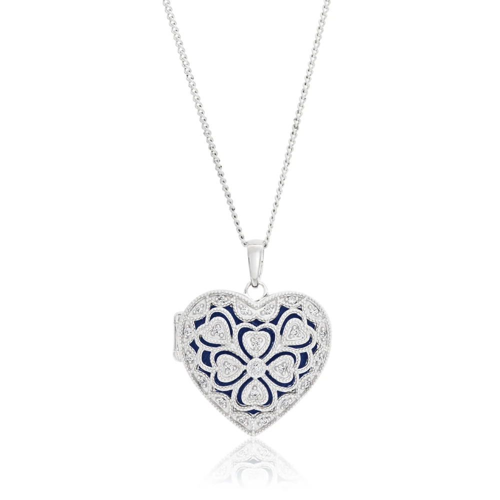 Sterling Silver Cubic Zirconia Vintage Heart Locket – Shiels Jewellers