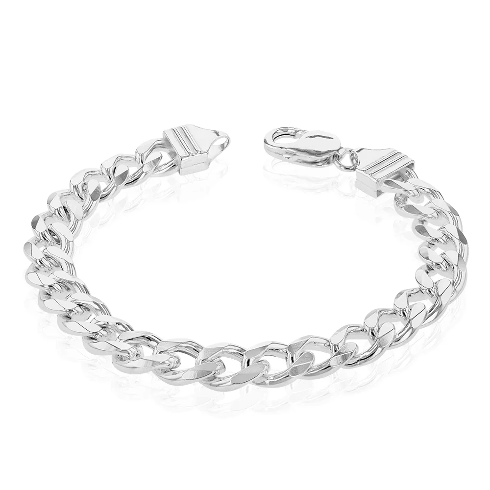 Sterling Silver Dicut Heavy Curb 250 Gauge Gents Bracelet 21cm – Shiels Jewellers