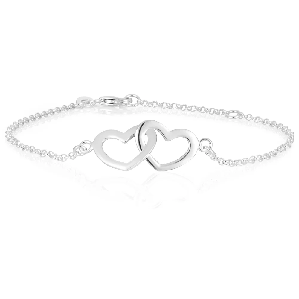 Sterling Silver Interlocking Hearts Bracelet 19cm – Shiels Jewellers