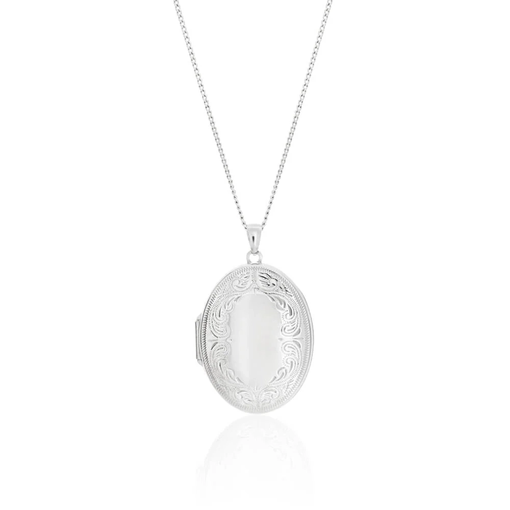 Sterling Silver Oval Engraved Locket – Shiels Jewellers