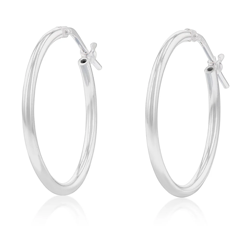 Sterling Silver Plain 20mm Hoop Earrings – Shiels Jewellers