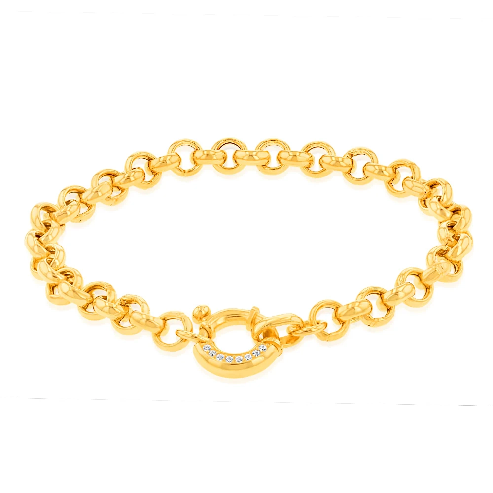 Sterling Silver Yellow Gold Plated Cubic Zironica Bolting 19cm Belcher – Shiels Jewellers