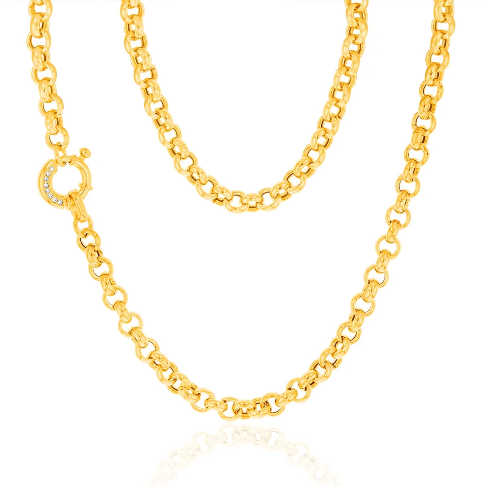 Sterling Silver Yellow Gold Plated Cubic Zironica Bolting 45cm Belcher – Shiels Jewellers