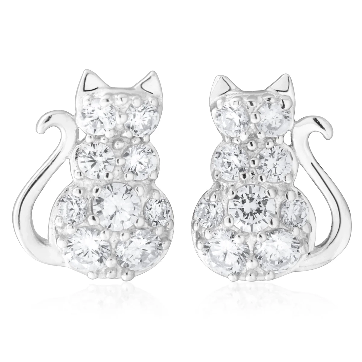 Sterling Silver Zirconia Sitting Cat Earrings – Shiels Jewellers