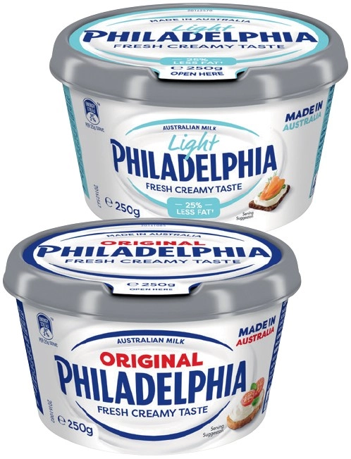 Philadelphia Cream Cheese Spreadable Tub 250g Selected Varieties