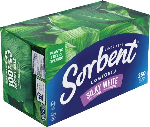 Sorbent Silky White Tissues 250 Pack