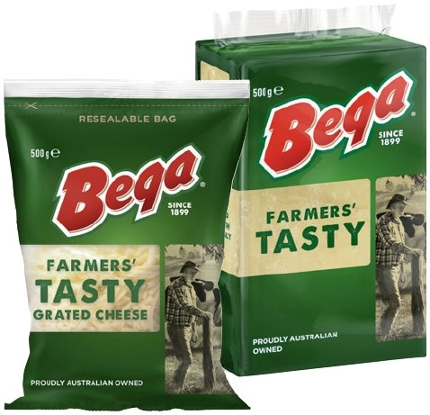 Bega Farmers’ Tasty Cheese Block or Grated Cheese 500g Selected Varieties