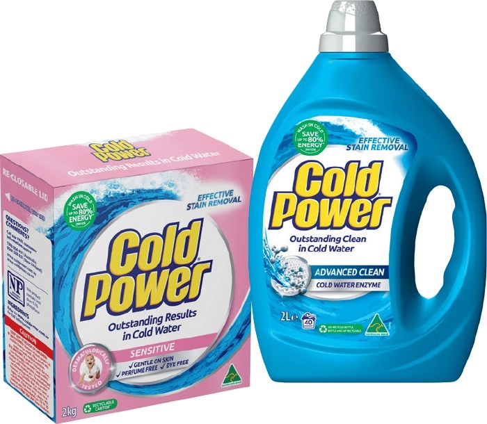 Cold Power Laundry Liquid 2 Litre, Powder 2kg or Capsules 26 Pack Selected Varieties