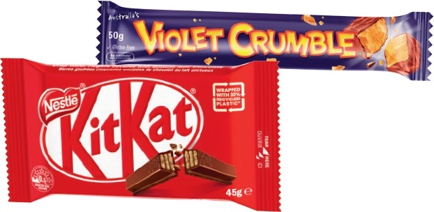 Nestle Medium Bars 35-50g, Violet Crumble or Smarties 50g Selected Varieties