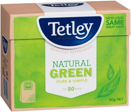 Tetley Pure & Simple Natural or Decaf Green Tea Bags 50 Pack