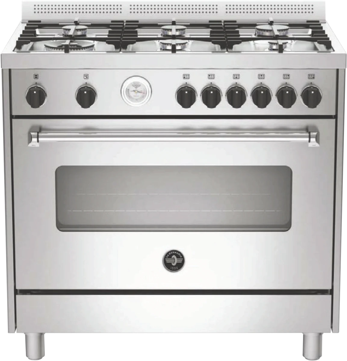 La Germania Americana 90cm Dual Fuel Upright Cooker - Stainless Steel