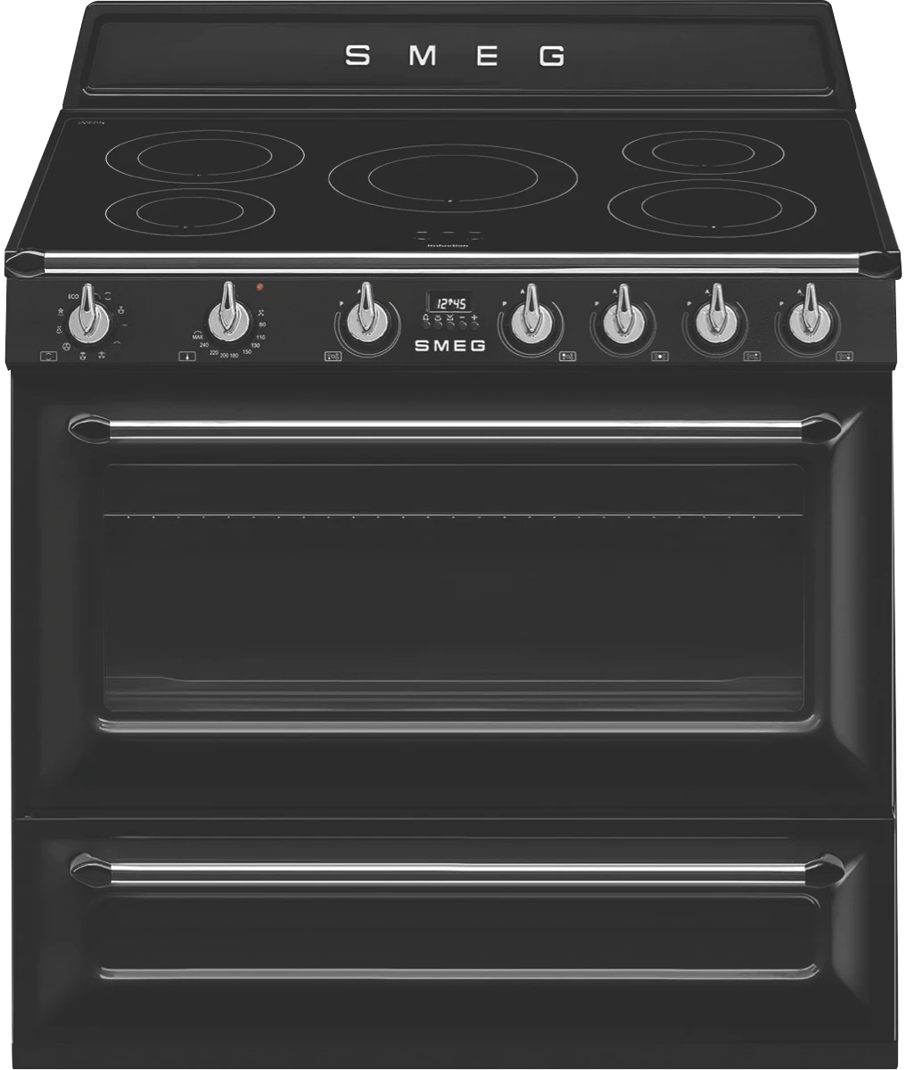 Smeg 90cm Black Victoria Induction Upright Cooker