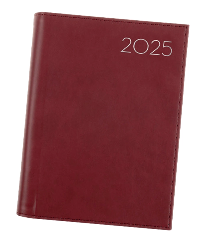 JoyUp Spiral Week-to-View Leather Look Diary 2025 – Plum