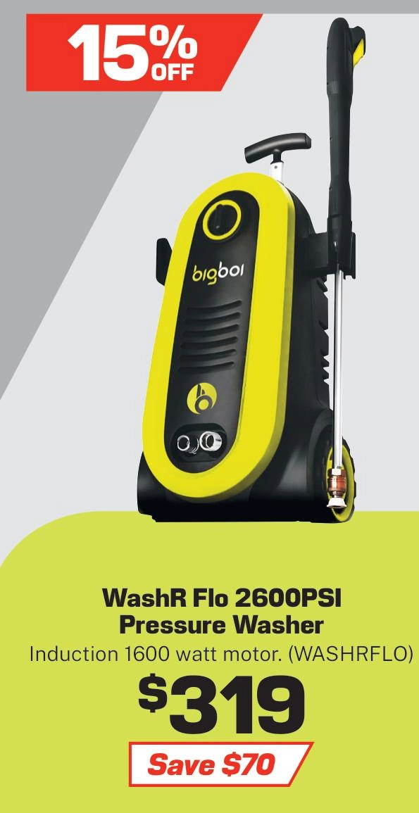 Bigboi Pressure Washer WashR Flo 2600Psi - WASHRFLO