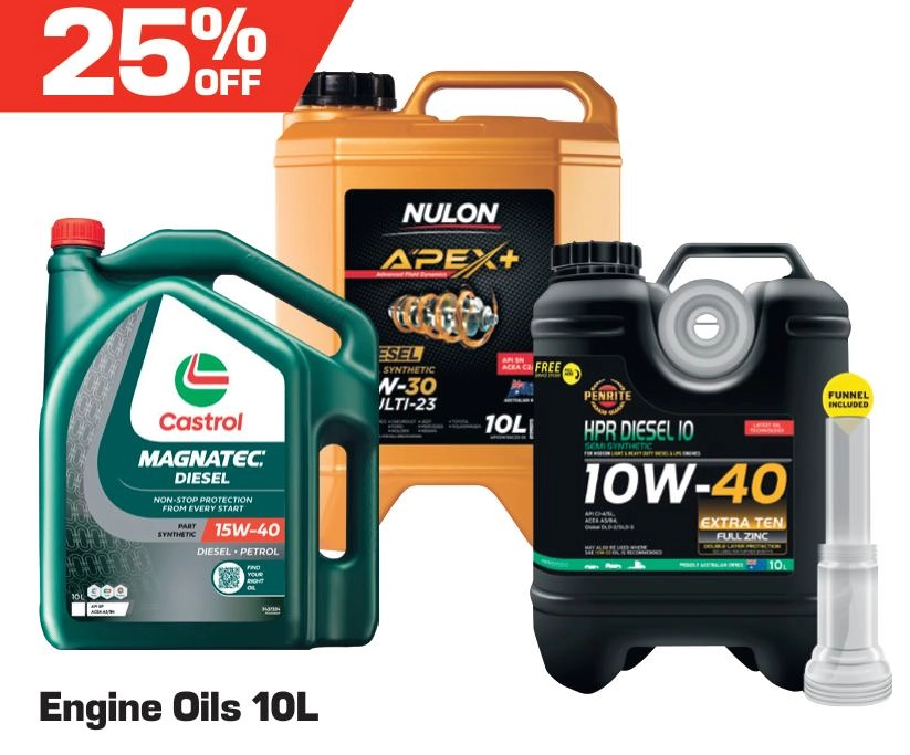 Castrol, Nulon, Penrite Engine Oils 10L