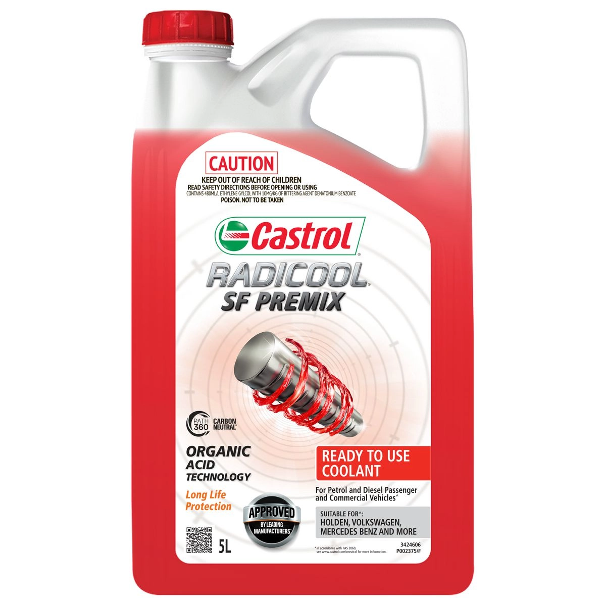 Castrol Radicool SF Red Premix Coolant 5L - 3424606