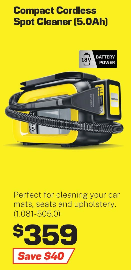 Karcher 18V SE 3-18 Ultra Clean Battery Spot Cleaner (5AH)