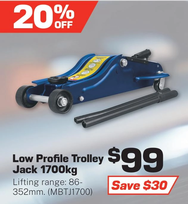 Mechpro Blue 1700kg Low Profile Trolley Jack - MBTJ1700