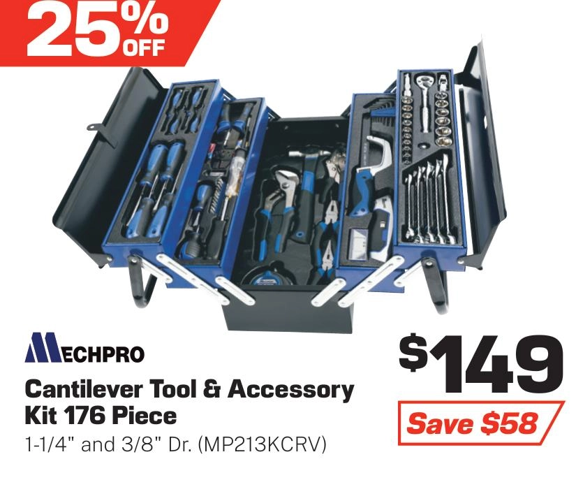 Mechpro Blue 176 Piece Cantilever Tool Kit - MP213KCRV