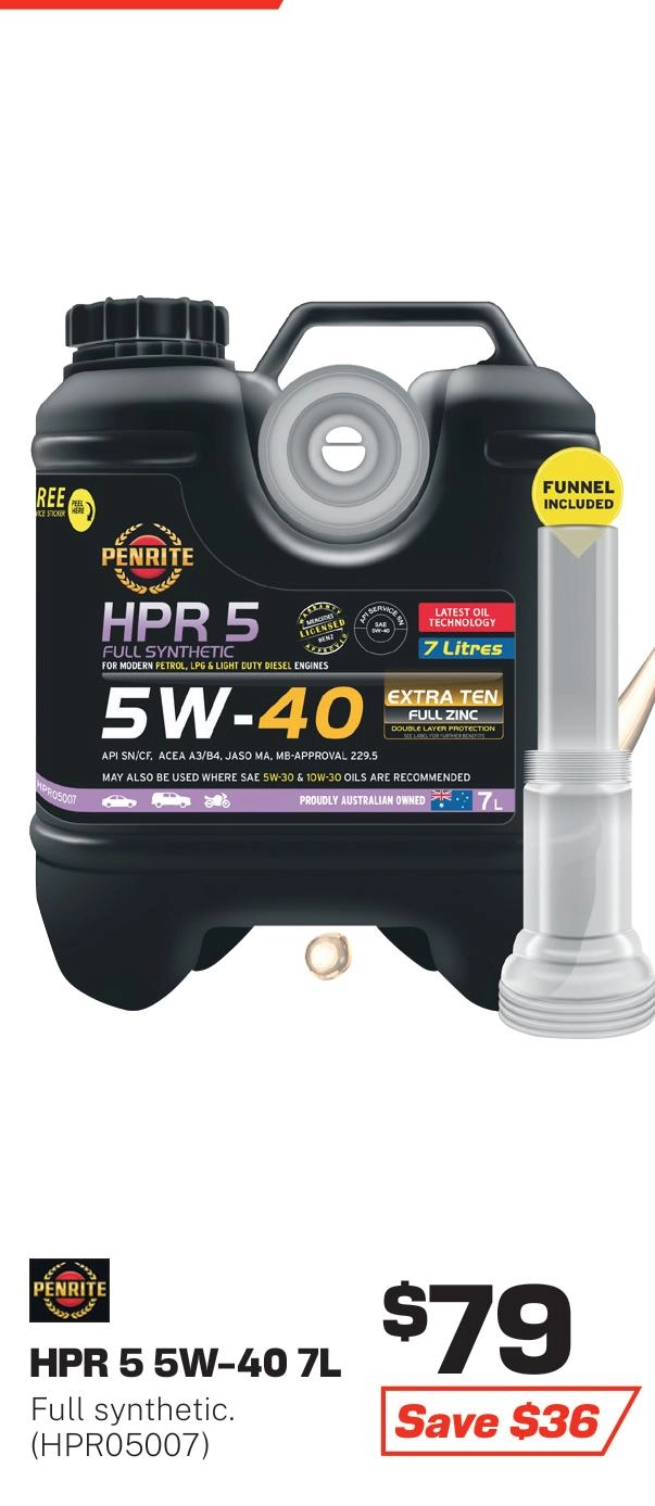 Penrite HPR 5 Full Synthetic 5W-40 Engine Oil 7L - HPR05007