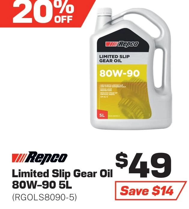 Repco Gear Oil Limited Slip 80W-90 5L - RGOLS8090-5