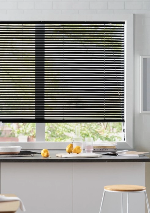 25mm Aluminium Matte Black Venetian Blinds