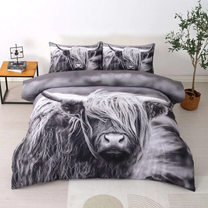 Brampton House Photo Real Highland Cow Quilt Cover Set