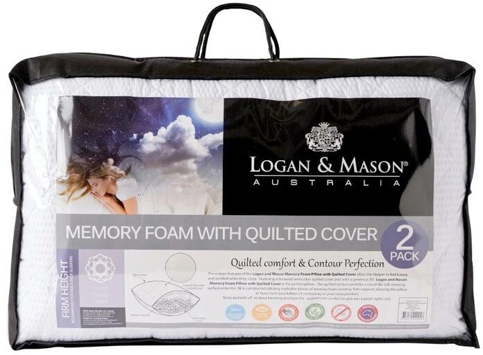 Logan & Mason Memory Foam with Quilted Cover Pillow 2 Pack