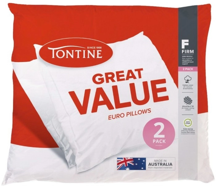 Tontine Great Value European Pillow 2 Pack