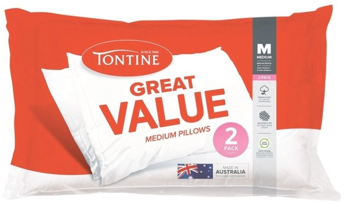 Tontine Great Value Standard Pillow 2 Pack