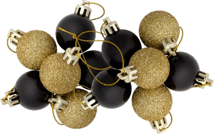 Jolly & Joy Black & Gold Mini Bauble 30 Pack