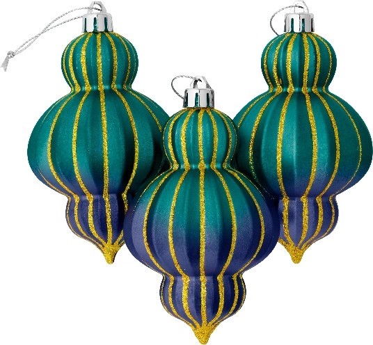 Jolly & Joy Blue Teardrop Baubles 3 Pack