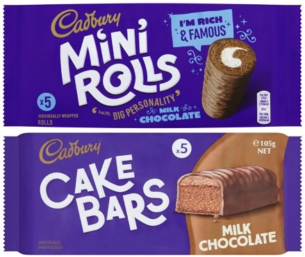 Cadbury Cake Bars or Rolls 155g-165g