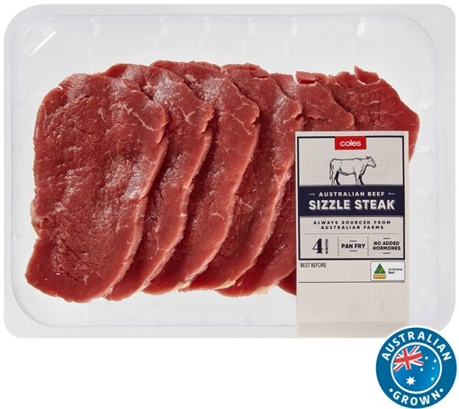 Coles Australian No Added Hormones Beef Sizzle Steak 400g