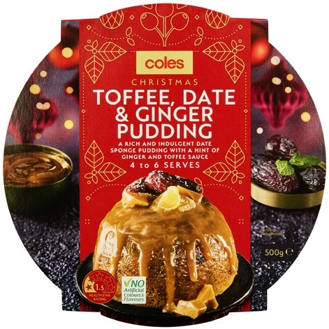 Coles Christmas Toffee, Date & Ginger Pudding 500g