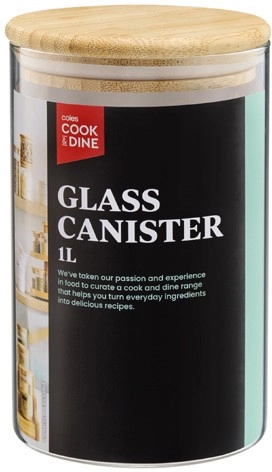 Coles Cook & Dine Glass Canister 1 Litre