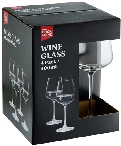 Coles Cook & Dine Wine Glasses 4 Pack