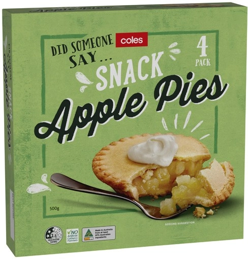 Coles Fruit Apple Pie Snack 4 Pack 500g