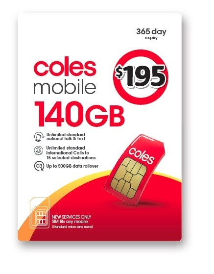 Coles Mobile $195 Prepaid SIM