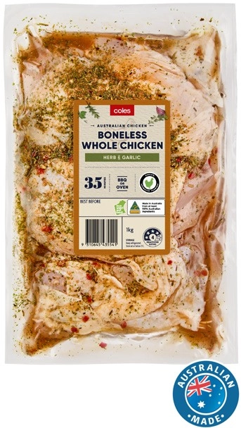 Coles RSPCA Approved Chicken Boneless Herb & Garlic 1kg