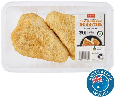 Coles RSPCA Approved Chicken Schnitzel Plain Crumb 600g