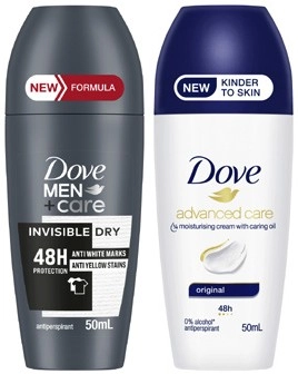 Dove Advanced Care Antiperspirant Roll On Deodorant 50mL