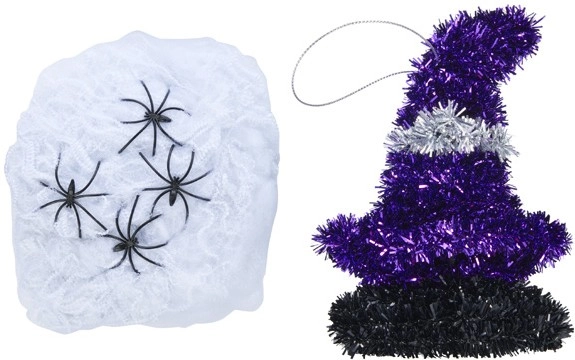 Halloween Spiders in Web or Small Tinsel Decorations