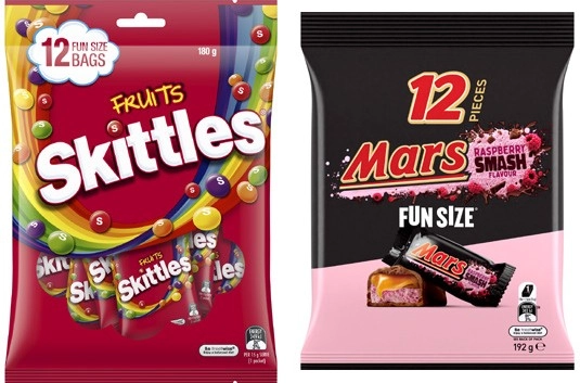 Mars Chocolate Fun Size 132g-192g or Skittles Fun Size 180g