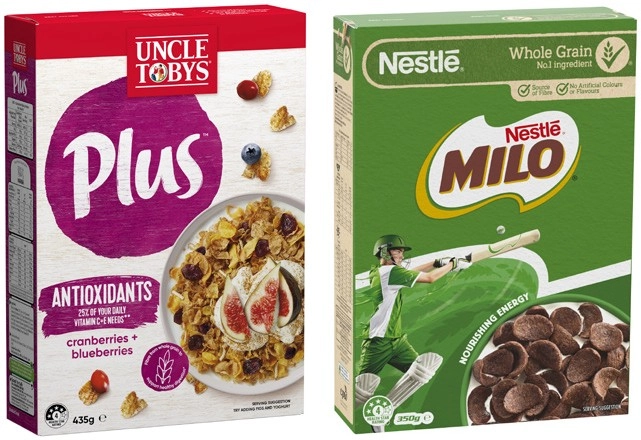 Nestlé Milo Cereal 350g or Uncle Tobys Plus Cereal 410g-435g