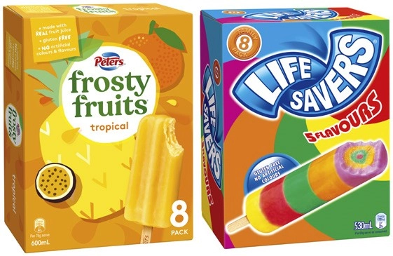 Peters Frosty Fruits or Life Savers 6 Pack-8 Pack 420mL-600mL